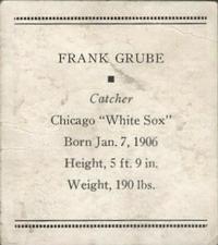 1933 Tattoo Orbit (R305) #NNO Frank Grube Back