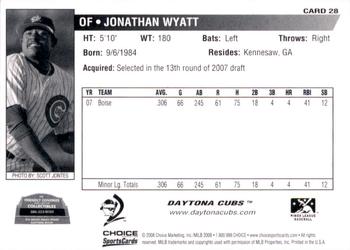 2008 Choice Daytona Cubs #28 Jonathan Wyatt Back