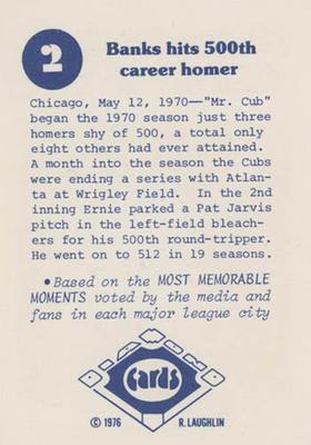 1976 Laughlin Diamond Jubilee #2 Banks hits 500th career homer Back