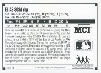 1992 MCI MLBPA Ambassadors of Baseball #11 Elias Sosa Back