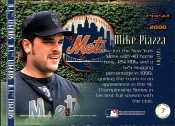 2000 Pacific Prism - NL Legends #7 Mike Piazza  Back