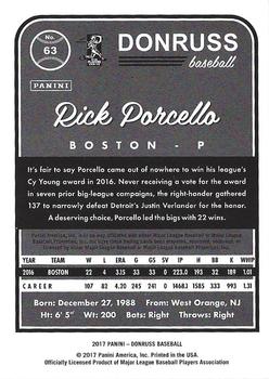 2017 Donruss - Career Stat Line #63 Rick Porcello Back