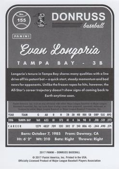 2017 Donruss - Career Stat Line #155 Evan Longoria Back