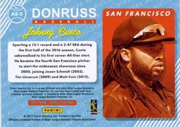 2017 Donruss - All-Stars Red #AS-5 Johnny Cueto Back