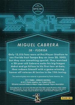 2017 Donruss - Back to the Future Materials Gold #BFM-MC Miguel Cabrera Back