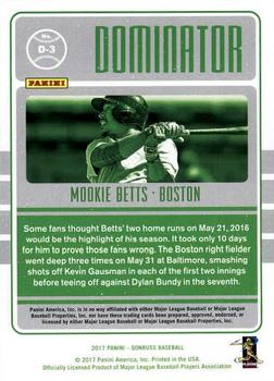 2017 Donruss - Dominators #D-3 Mookie Betts Back