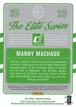2017 Donruss - The Elite Series Blue #ES-11 Manny Machado Back
