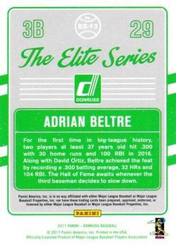 2017 Donruss - The Elite Series Blue #ES-13 Adrian Beltre Back