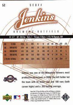 2001 SP Game Bat #52 Geoff Jenkins Back