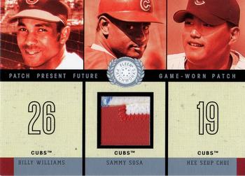 2003 Fleer Patchworks - Patch Present Future Single #SS2-PPF1 Billy Williams / Sammy Sosa / Hee Seop Choi Front