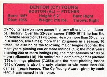 1987 Hygrade All-Time Greats - Promos (Red Backs) #NNO Cy Young Back