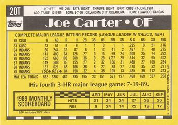 1990 Topps Traded #20T Joe Carter Back