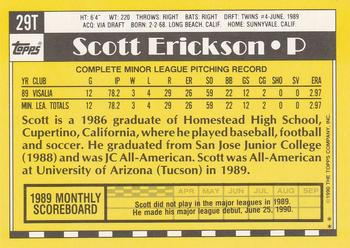 1990 Topps Traded #29T Scott Erickson Back