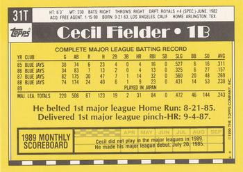 1990 Topps Traded #31T Cecil Fielder Back