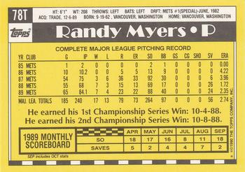 1990 Topps Traded #78T Randy Myers Back