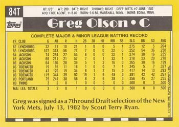 1990 Topps Traded #84T Greg Olson Back