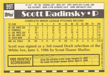 1990 Topps Traded #99T Scott Radinsky Back