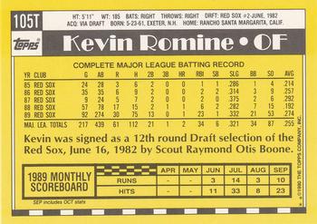 1990 Topps Traded #105T Kevin Romine Back