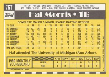 1990 Topps Traded #76T Hal Morris Back