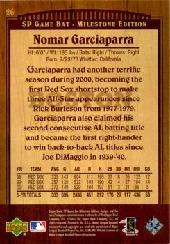 2001 SP Game Bat Milestone #26 Nomar Garciaparra Back