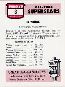 1977 Shakey's Pizza #3 Cy Young Back