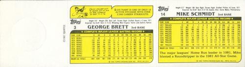 1982 Topps Squirt - Panels 2 Players #3 / 14 George Brett / Mike Schmidt Back