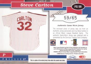 2002 Leaf Certified - Fabric of the Game Debut Year #FG 59 Steve Carlton Back