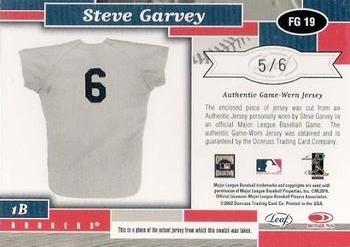 2002 Leaf Certified - Fabric of the Game Jersey Number #FG 19 Steve Garvey Back