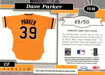 2002 Leaf Certified - Fabric of the Game Position #FG 69 Dave Parker Back