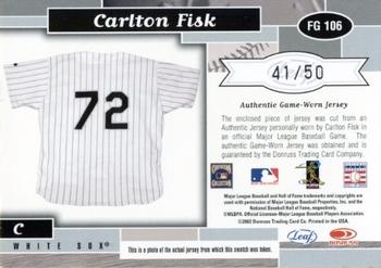 2002 Leaf Certified - Fabric of the Game Position #FG 106 Carlton Fisk Back
