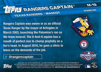 2017 Topps Opening Day - Mascots #M-19 Rangers Captain Back