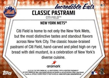 2017 Topps Opening Day - Incredible Eats #IE-7 Classic Pastrami Back