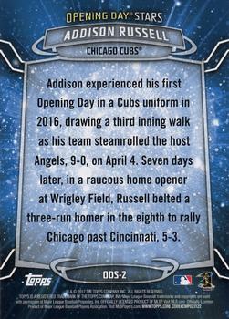 2017 Topps Opening Day - Opening Day Stars #ODS-2 Addison Russell Back