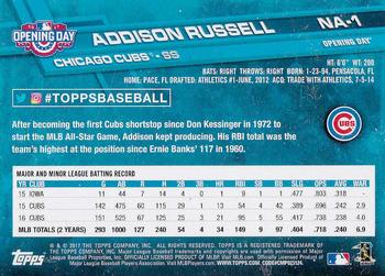 2017 Topps Opening Day - National Anthem #NA-1 Addison Russell Back