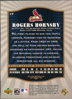 2001 SP Legendary Cuts #17 Rogers Hornsby Back