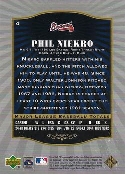 2001 SP Legendary Cuts #4 Phil Niekro Back