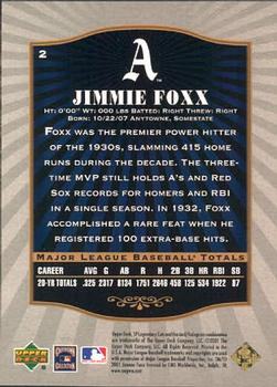 2001 SP Legendary Cuts #2 Jimmie Foxx Back