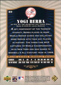 2001 SP Legendary Cuts #89 Yogi Berra Back