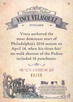 2017 Topps Gypsy Queen - Black and White #92 Vince Velasquez Back