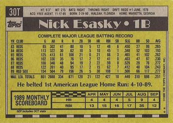 1990 Topps Traded - Gray Card Stock (Pack Version) #30T Nick Esasky Back