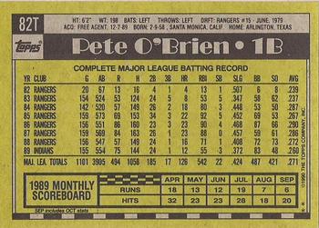 1990 Topps Traded - Gray Card Stock (Pack Version) #82T Pete O'Brien Back