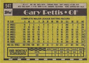 1990 Topps Traded - Gray Card Stock (Pack Version) #94T Gary Pettis Back