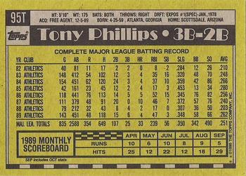1990 Topps Traded - Gray Card Stock (Pack Version) #95T Tony Phillips Back