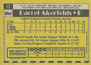 1990 Topps Traded - Gray Card Stock (Pack Version) #1T Darrel Akerfelds Back