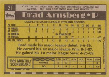 1990 Topps Traded - Gray Card Stock (Pack Version) #3T Brad Arnsberg Back