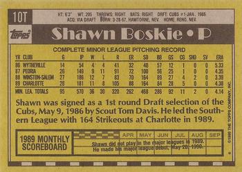 1990 Topps Traded - Gray Card Stock (Pack Version) #10T Shawn Boskie Back