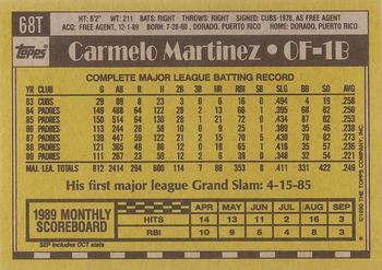1990 Topps Traded - Gray Card Stock (Pack Version) #68T Carmelo Martinez Back