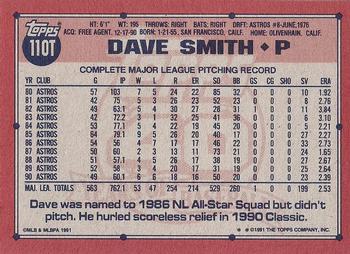 1991 Topps Traded - Gray Card Stock (Pack Version) #110T Dave Smith Back
