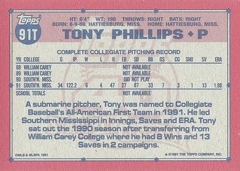 1991 Topps Traded - Gray Card Stock (Pack Version) #91T Tony Phillips Back