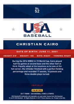 2017 Panini USA Baseball Stars & Stripes - Longevity #52 Christian Cairo Back